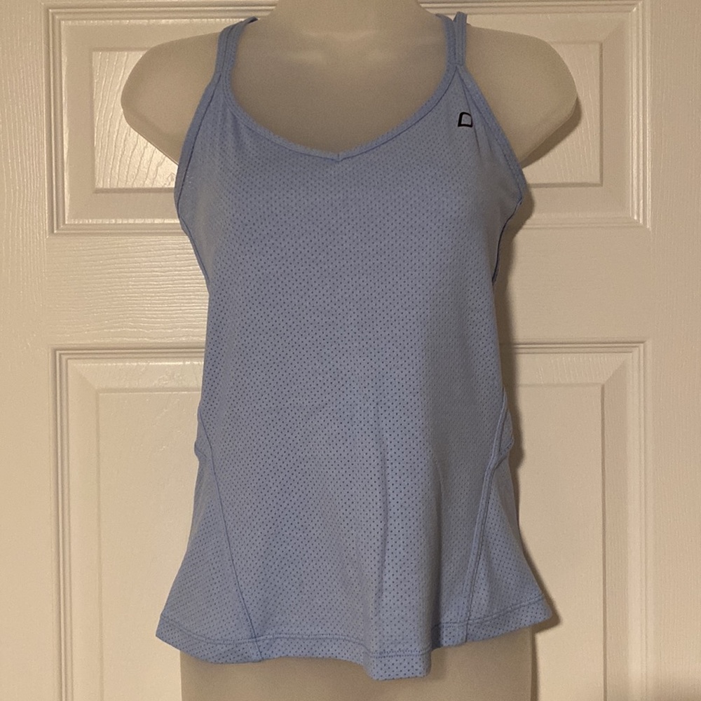 Lorna Jane light blue mesh tank top. Size small.